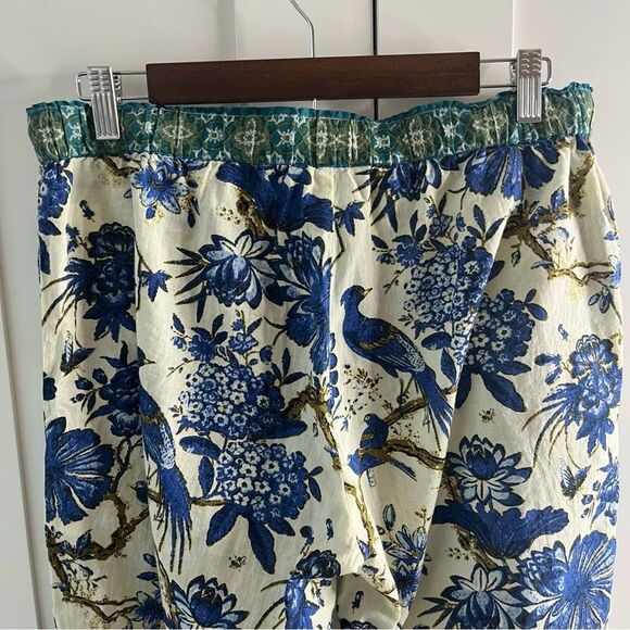 Sundance Cropped Leia Pants Floral Blue Relaxed Lounge Bohemian Peacock size SP - Picture 9 of 12